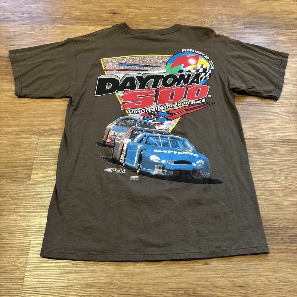 Vintage 2000s NASCAR T-Shirt Men's Large Daytona 500 Graphic Tee Santee Gold Tag